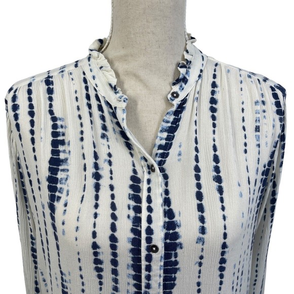 Abercrombie Fitch Shibori Blue Tie Dye Long Sleeve Button Up Shirt Junior Medium - Picture 3 of 15